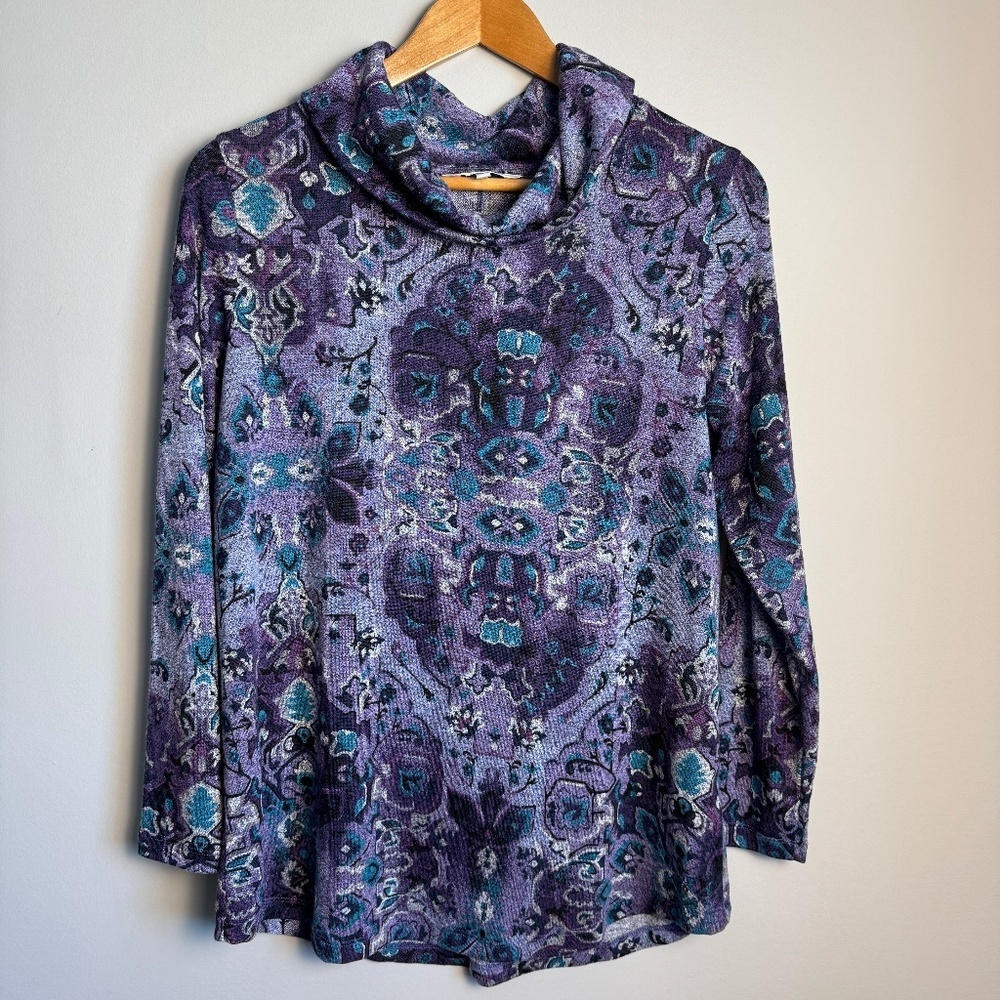Northern Reflections Women's Long Sleeve Cowl Neck Heavier Blouse Purple Small‎